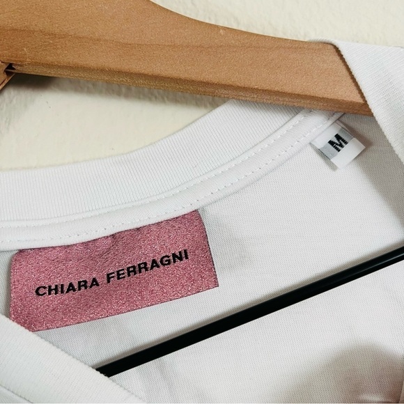 Chiara Ferragni Women's White/Pink/Blue Top Size Medium - Picture 8 of 9